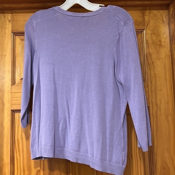 Purple Cardigan Sweater with Three Quarter Sleeves - Picture 3 of 5